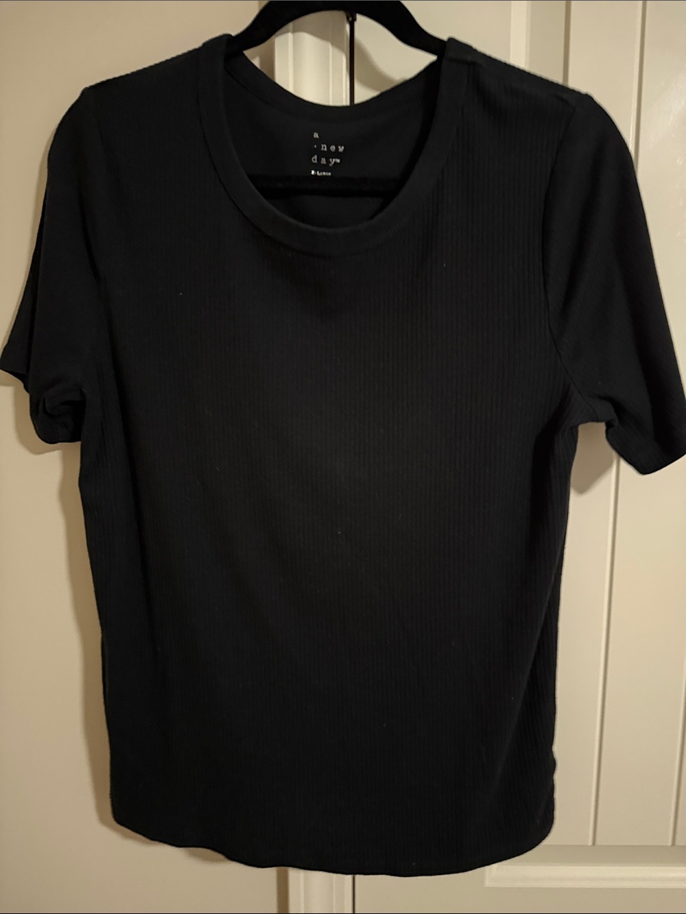 a new day Black Ribbed Crew Neck Short Sleeve Tee